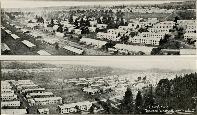Panoramic photo of Camp Lewis (left on top) from the History of the 362nd Infantry.