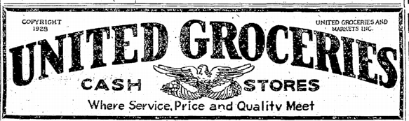United Groceries logo from July 25, 1929 advertisement in Seattle Times