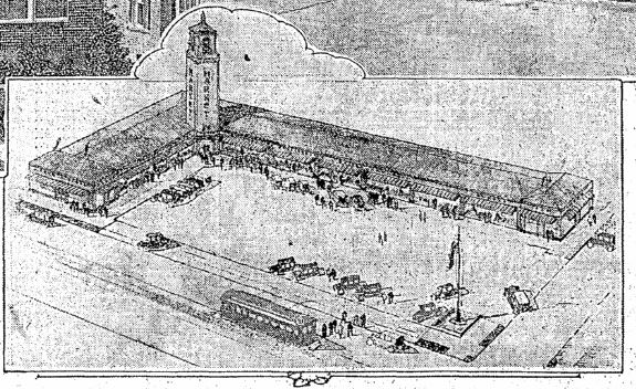 Westlake Drive-In Market architect's rendering (September 8, 1929 Seattle Times)