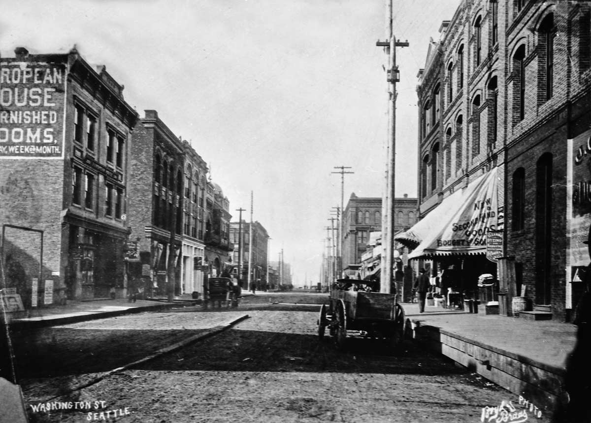 Frederick Trump in Pioneer Square, Seattle - ba-kground