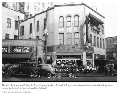 KUOW's caption incorrectly labeled the Chin Gee Hee as the fist Trump tower. Frederick Trump's restaurant was not in this building.