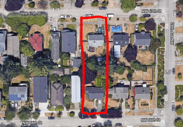 East side of block bound by NW 67th, NW 66th, 30th Ave NW and 28th Ave NW, showing Ferguson property.